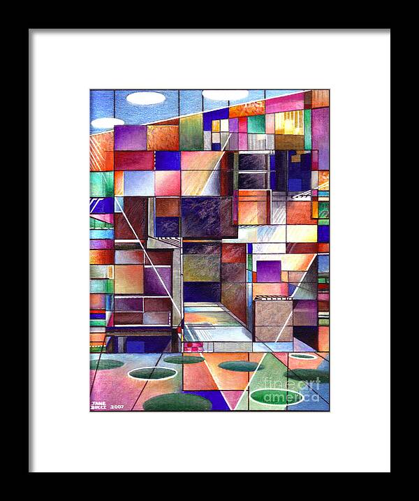 Stained Framed Print featuring the drawing Stained Glass Factory by Jane Bucci