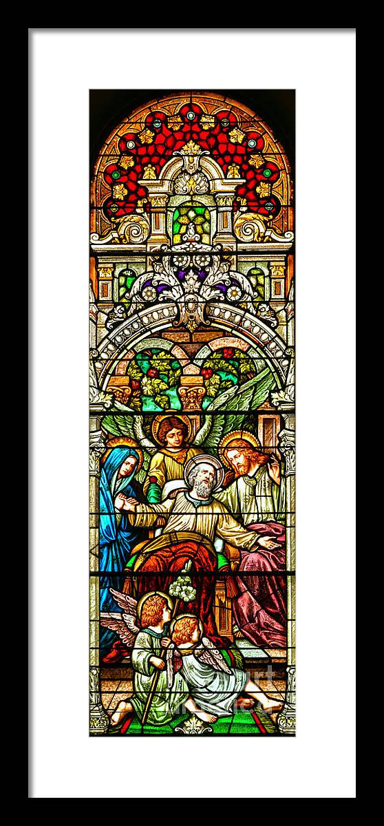 Cathedral Of The Plains Framed Print featuring the photograph Stained Glass Scene 1 Crop by Adam Jewell
