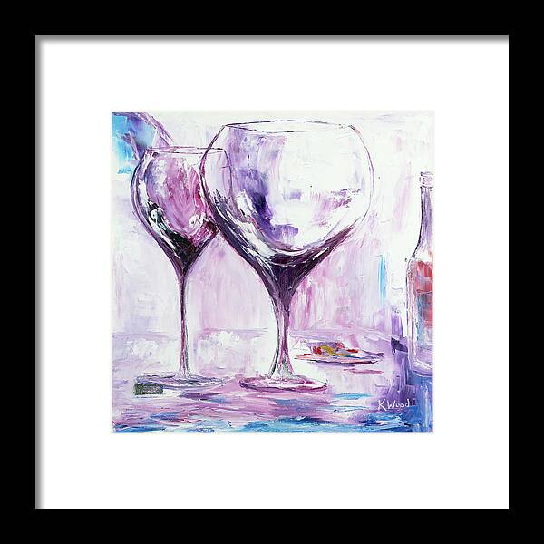 Wine Glasses Framed Print featuring the painting Stained Wine Glasses by Ken Wood