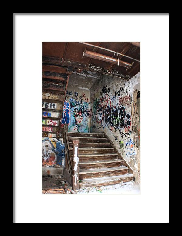 Detroit Framed Print featuring the photograph Stairwell in Michigan Central Station by John McGraw