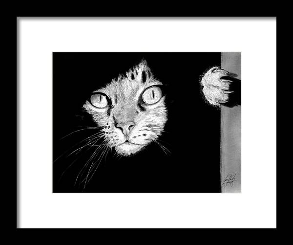 Cat Framed Print featuring the drawing Stalker Cat by James Schultz