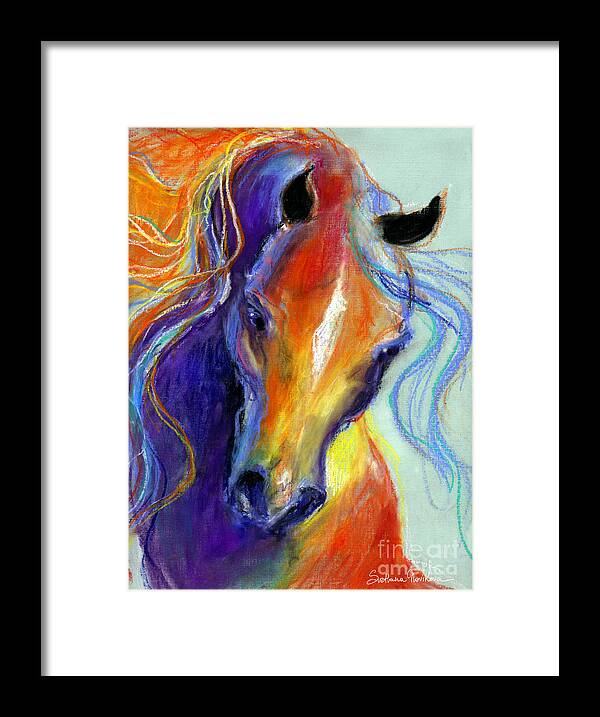 Stallion Art Framed Print featuring the painting Stallion Horse painting by Svetlana Novikova