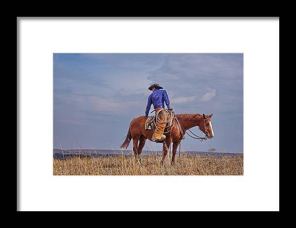 Flint Hills Framed Print featuring the photograph Standing Tall in The Saddle by Alan Hutchins