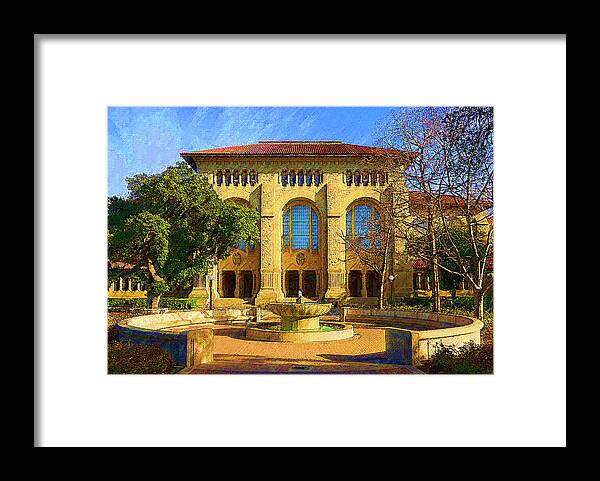 Stanford Framed Print featuring the mixed media Stanford University by DJ Fessenden