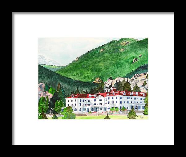 Estes Park Framed Print featuring the painting Stanley Hotel by Tom Riggs