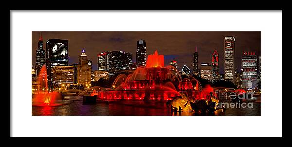 Chicago Blackhawks Skyline 2015 Stanley Cup Championship. Framed Print featuring the photograph Stanley is Back 2015 by Jeff Lewis