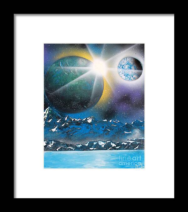 Space Art Framed Print featuring the painting Star Burst by Greg Moores
