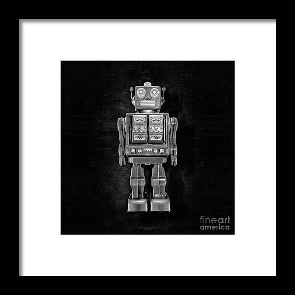 Art Framed Print featuring the photograph Star Strider Robot Red BW by YoPedro
