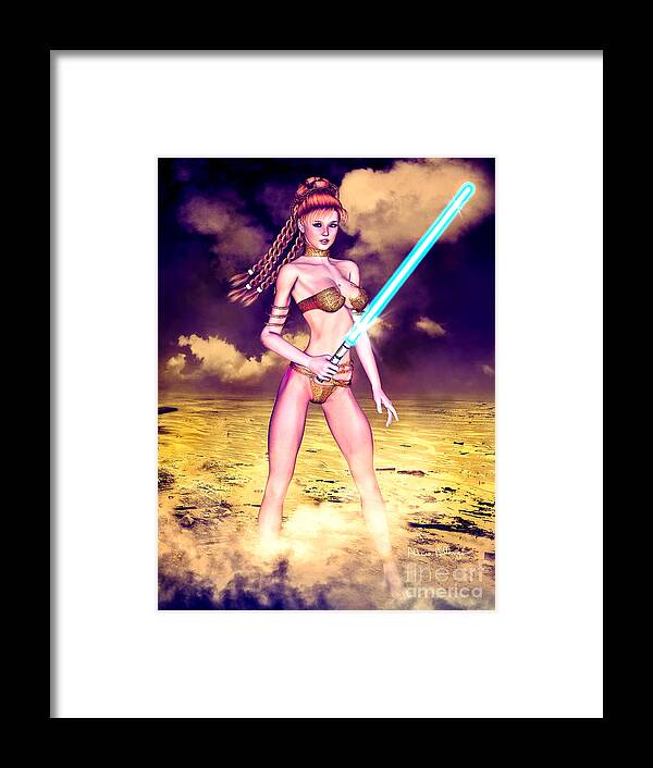 Star Wars Framed Print featuring the digital art Star Wars Inspired Fantasy Pin-Up Girl by Alicia Hollinger