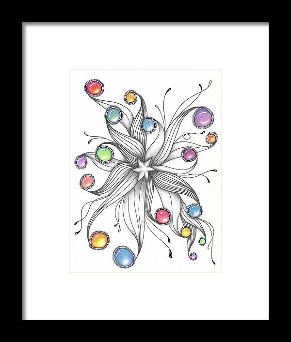 Zentangle Framed Print featuring the drawing Starburst by Jan Steinle