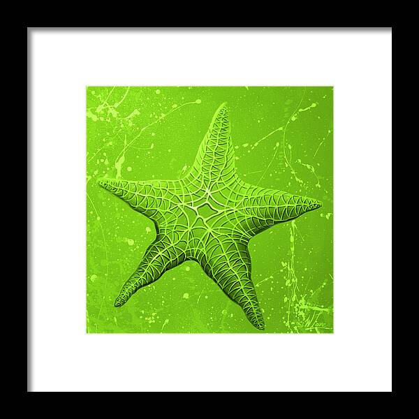 Starfish Framed Print featuring the painting Starfish in Green by William Love