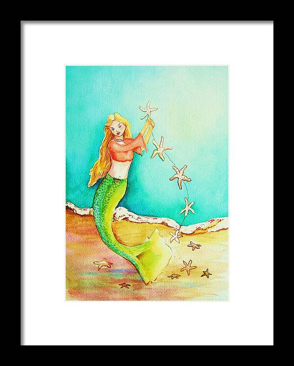Mermaid Framed Print featuring the painting Starfish Mermaid by Patricia Piffath