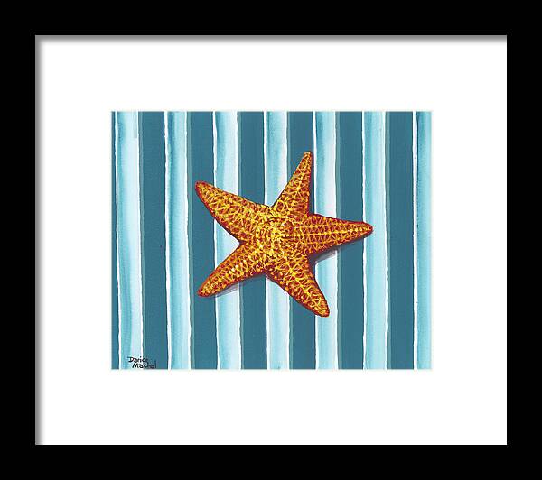 Animal Framed Print featuring the painting Starfish On Stripes by Darice Machel McGuire
