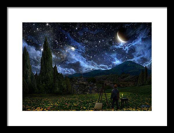 Van Gogh Framed Print featuring the digital art Starry Night by Alex Ruiz