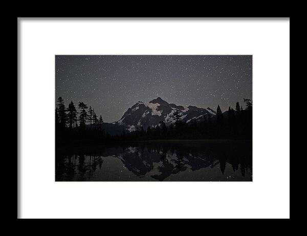 Picture Lake Framed Print featuring the photograph Starry Night Picture Lake Reflection by Matt McDonald