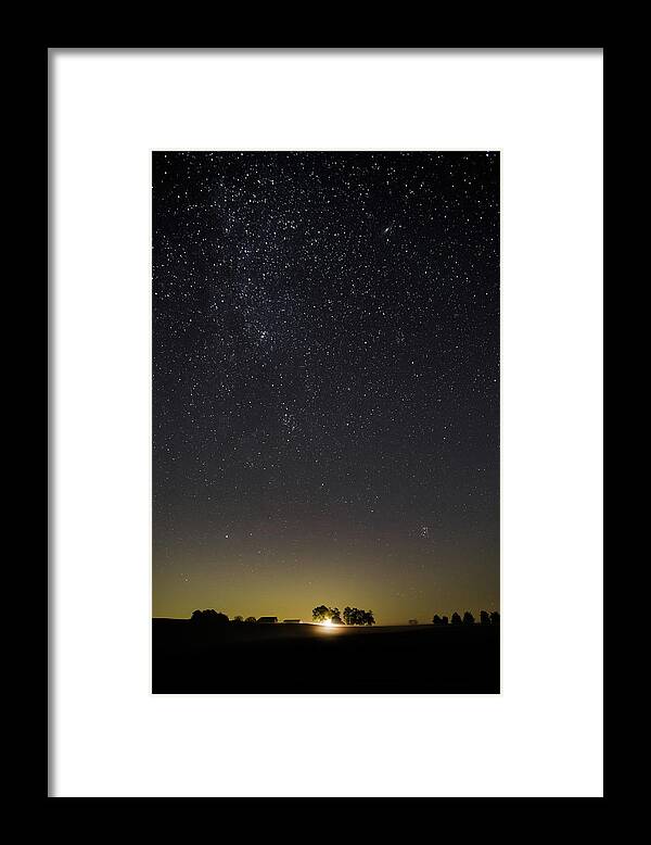 Astrotracer Framed Print featuring the photograph Starry Sky over Virginia Farm by Lori Coleman
