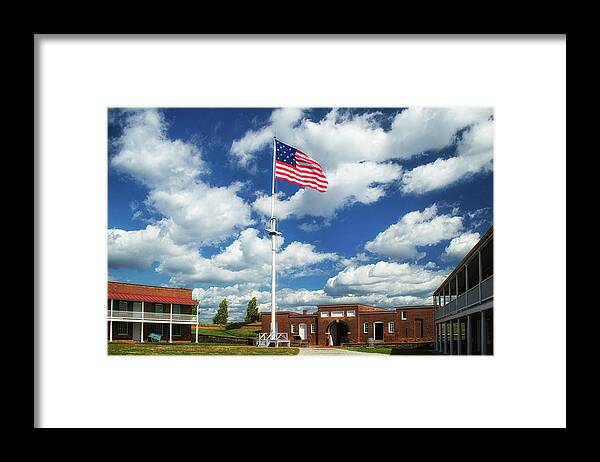 Fort Mchenry Framed Print featuring the photograph Stars And Stripes Over Fort McHenry Parade Grounds by Bill Swartwout