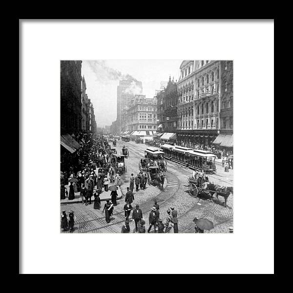 chicago Illinois Framed Print featuring the photograph State Street - Chicago Illinois - c 1893 by International Images