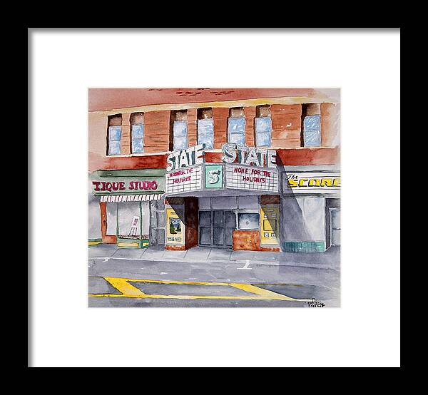 Mitchell Framed Print featuring the painting State Theater by Richard Stedman