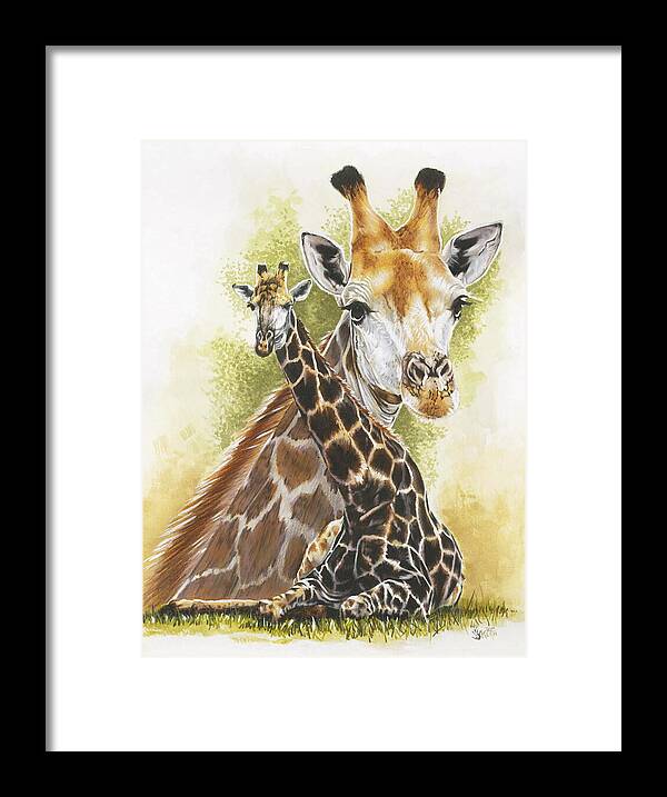 Giraffe Framed Print featuring the mixed media Stateliness by Barbara Keith