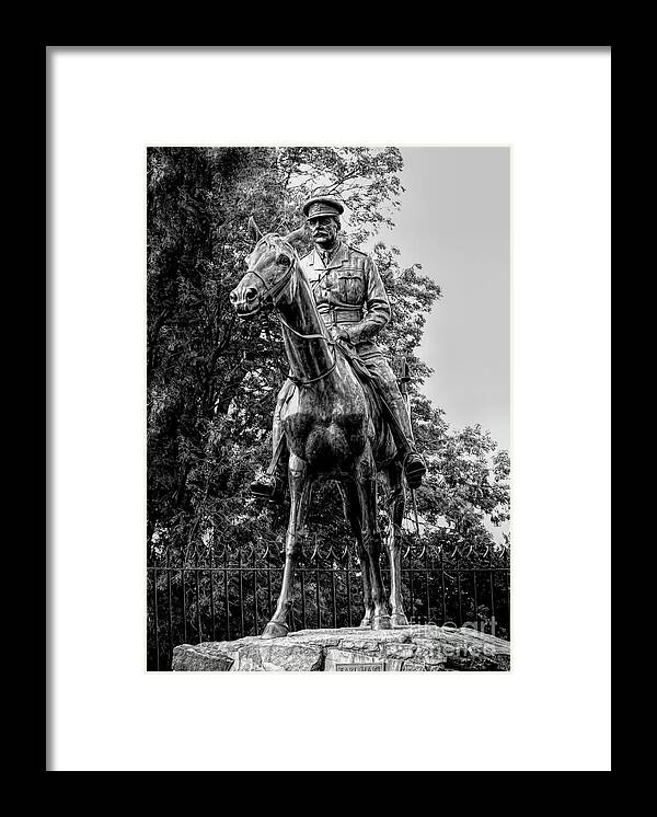 Earl Haig Framed Print featuring the photograph Statue Earl Haig Edinburgh BW by Chuck Kuhn