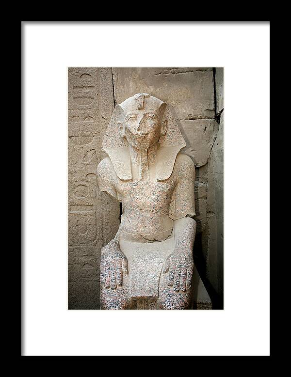 Karnak Temple Framed Print featuring the photograph Statue from Pink Granite in Karnak Temple by Aivar Mikko