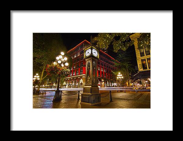 Steam Clock Framed Print featuring the photograph Steam Clock in Historic Gastown Vancouver BC by David Gn