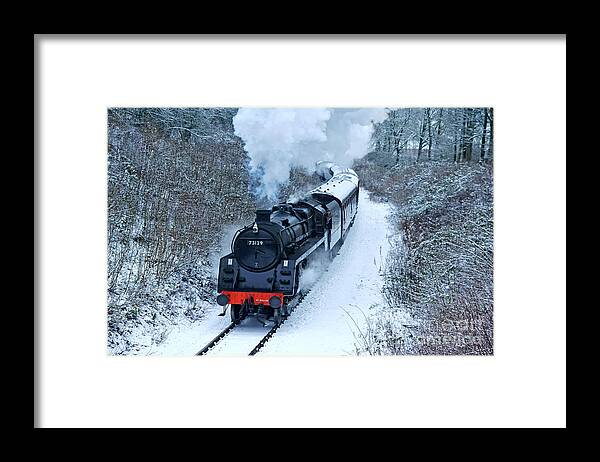 Steam Framed Print featuring the photograph Steam Locomotive 73129 In Snow by David Birchall