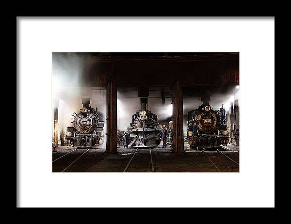 Carol M. Highsmith Framed Print featuring the photograph Steam locomotives in the train yard of the Durango and Silverton Narrow Gauge Railroad in Durango by Carol M Highsmith