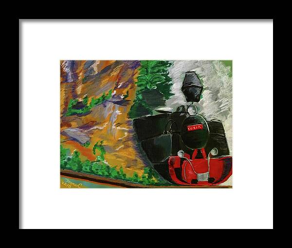 Train Framed Print featuring the pastel Steam train by Manuela Constantin