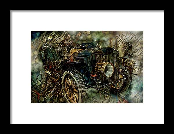 Steampunk Automobile Framed Print featuring the mixed media Steampunk Automobile by Lilia D