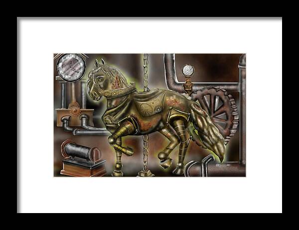Steampunk Framed Print featuring the painting SteamPunk Carousel by Rob Hartman
