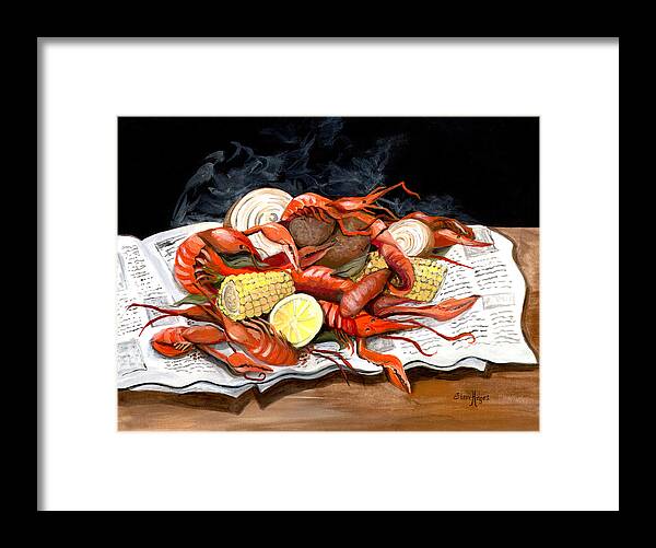 Cajun Framed Print featuring the painting Steamy Crawfish by Elaine Hodges