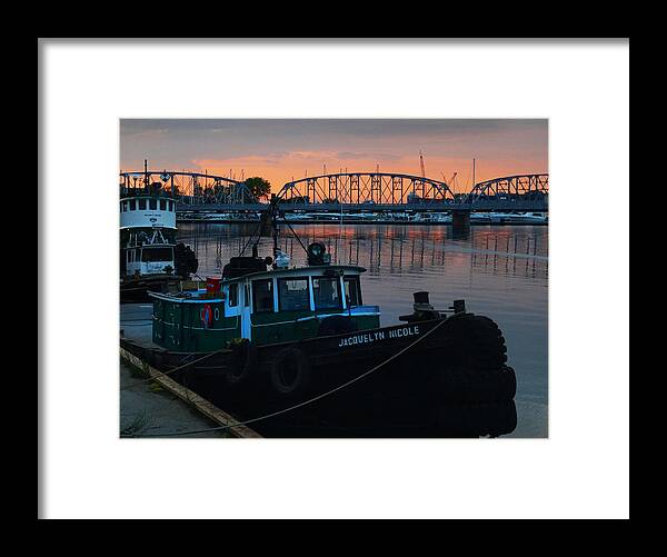 Sturgeon Bay Framed Print featuring the photograph Steel Bridge Sunset by David T Wilkinson