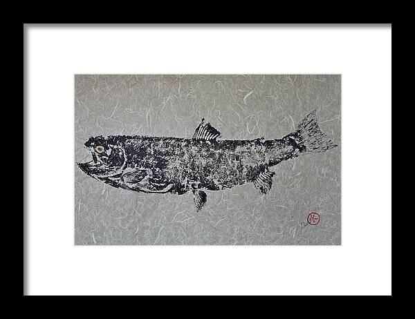Gyotaku Framed Print featuring the mixed media Steelhead Salmon - Smoked Salmon by Jeffrey Canha