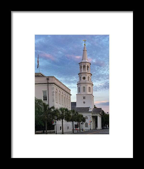 St. Michael's Framed Print featuring the photograph Steeple at Dusk by Patricia Schaefer
