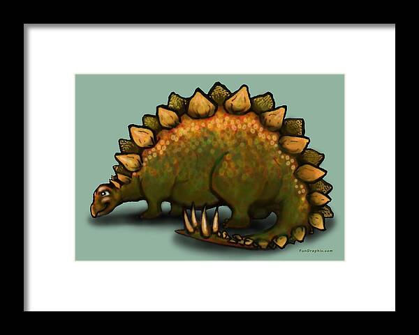 Stegosaurus Framed Print featuring the greeting card Stegosaurus by Kevin Middleton