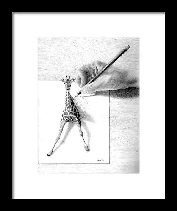 Giraffe Framed Print featuring the drawing Stepping Out by Selinda Van Horn