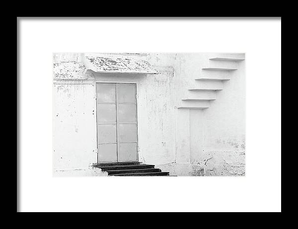 Big Rectangle Framed Print featuring the photograph Steps Door Squares by Prakash Ghai