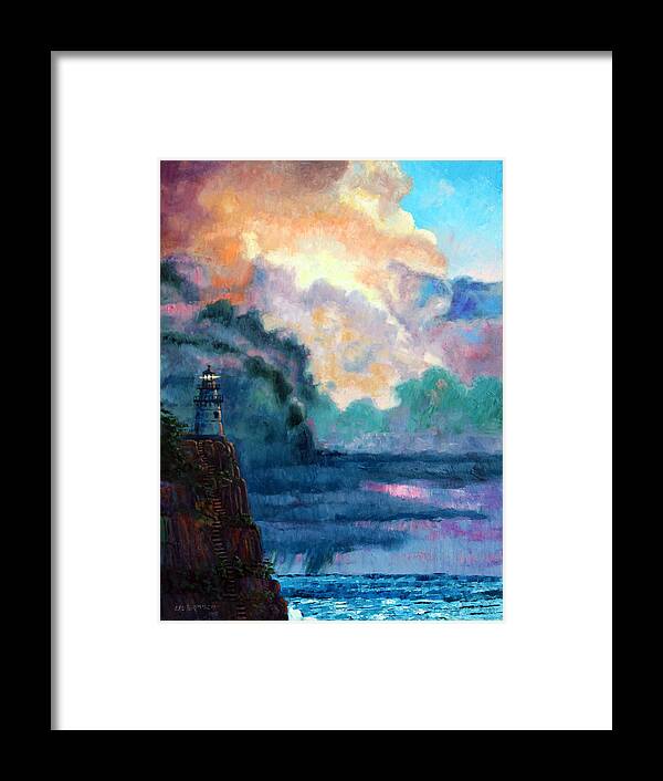 Sky Framed Print featuring the painting Steps To The Lighthouse by John Lautermilch