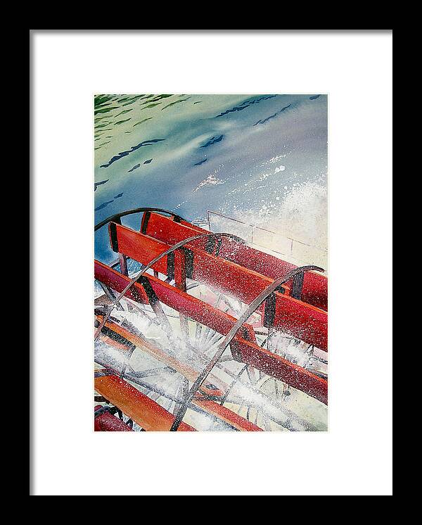 Paddlewheeler Framed Print featuring the painting Sternwheeler Splash by Karen Stark