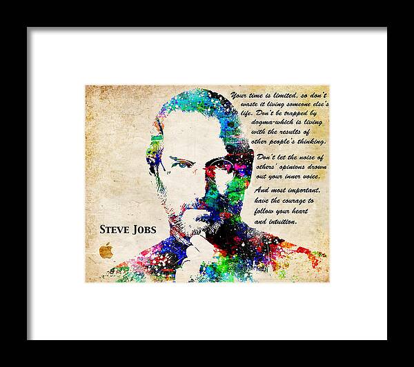 Steve Jobs Framed Print featuring the digital art Steve Jobs Portrait by Patricia Lintner