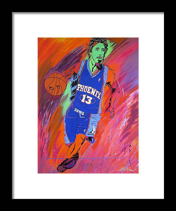 Steve Nash Paintings Framed Print featuring the painting Steve Nash-Vision of Scoring by Bill Manson