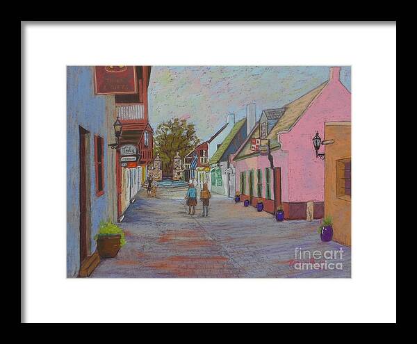 Pastels Framed Print featuring the pastel St.George St.,St. Augustine ,Fla. by Rae Smith