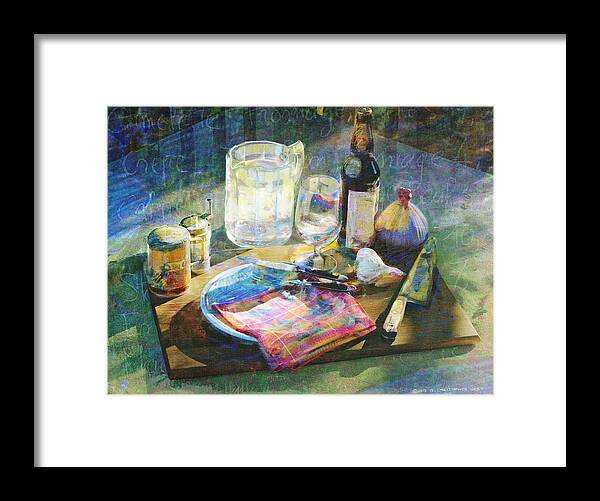 A Restaurant Still Life Done For A Poster Concept. Typical Dinnerware Is Shown In An Impressionistic Style: French Knife Framed Print featuring the photograph Still Life Gourmet Kitchenware by R christopher Vest
