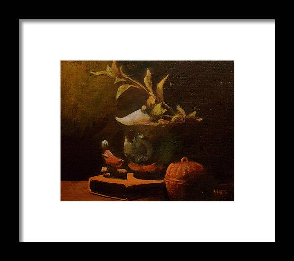 Walt Maes Framed Print featuring the painting Still life of Chinese jar by Walt Maes