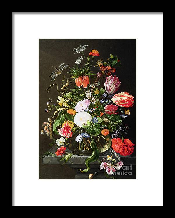 Still Framed Print featuring the painting Still Life of Flowers by Jan Davidsz de Heem