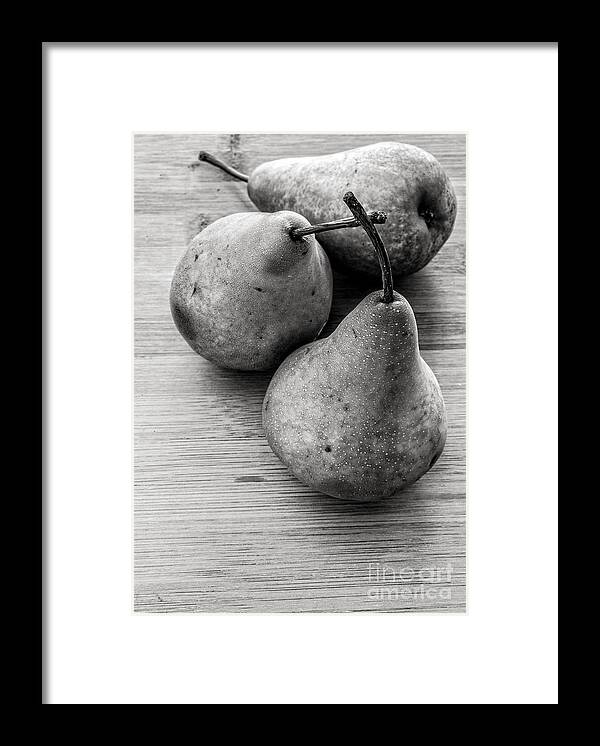 Food Framed Print featuring the photograph Still Life of Three Pears by Edward Fielding