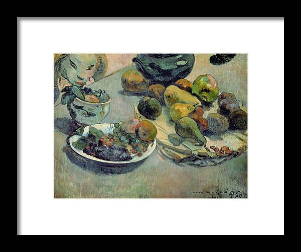 Still Life With Fruit Framed Print featuring the painting Still Life with Fruit by Paul Gauguin