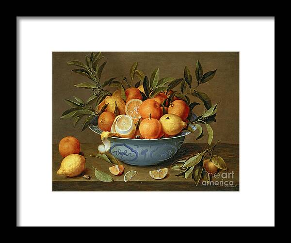 Still Framed Print featuring the painting Still Life with Oranges and Lemons in a Wan-Li Porcelain Dish by Jacob van Hulsdonck